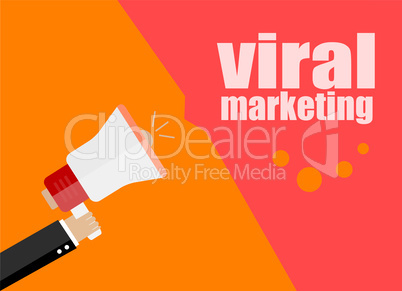 flat design business concept. viral marketing. Digital marketing business man holding megaphone for website and promotion banners.
