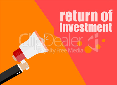 return of investment. Flat design business concept Digital marketing business man holding megaphone for website and promotion banners
