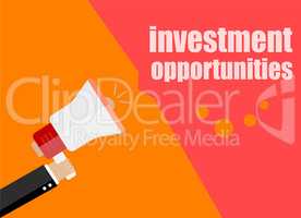 investment opportunities. Flat design business concept Digital marketing business man holding megaphone for website and promotion banners