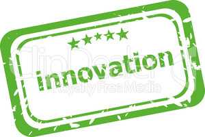 innovation on rubber stamp over a white background