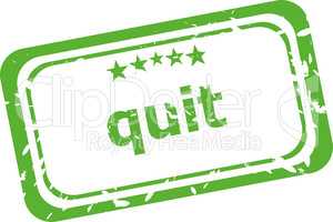 Quit grunge rubber stamp isolated on white background