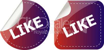 like. stickers set, web icon button isolated on white