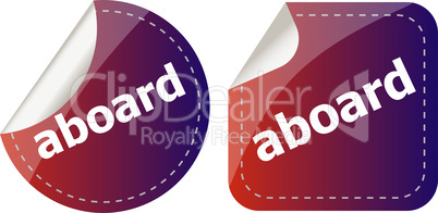 aboard word stickers set icon button isolated on white