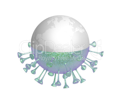 Virus and planet earth concept illustration