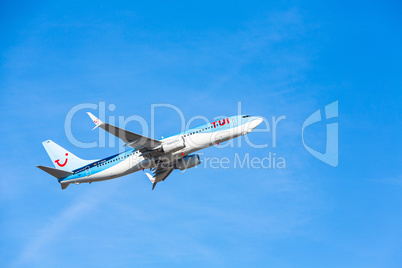 TUI holiday plane in the sky