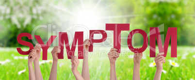 People Hands Holding Word Symptom, Grass Meadow