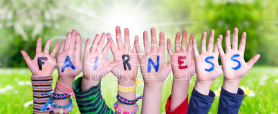 Children Hands Building Word Fairness, Grass Meadow