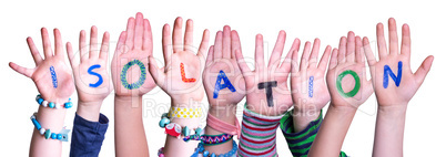 Kids Hands Holding Word Isolation, Isolated Background