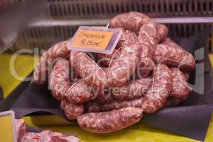 Sausages in the butchery counter