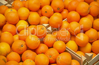 Orange crates on sale in the grocery store