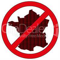 France silhouette with the word virus in prohibitory sign