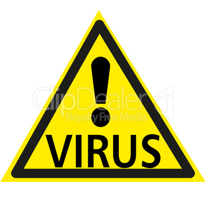 Warning sign with the word virus