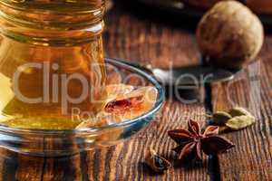 Arabic tea with spices in armudu glass