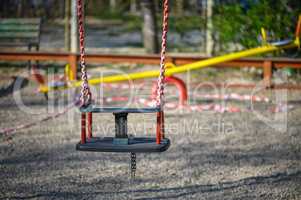 Empty children playground in residential area of Chisinau, Moldova during state of emergency by the reason of covid-19 virus threat