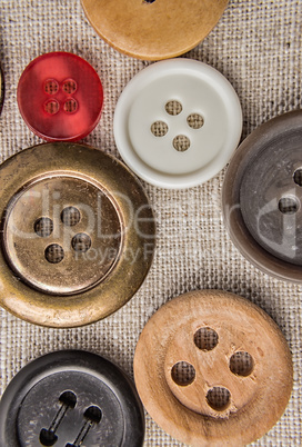Sewing buttons.