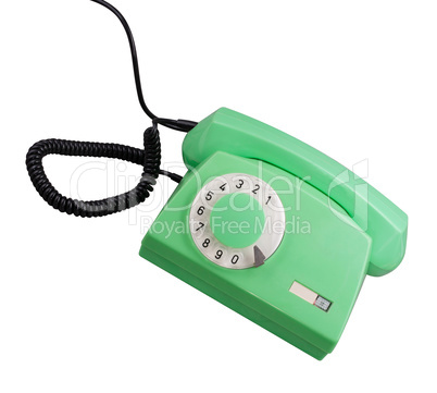 Old Green Rotary Telephone isolated
