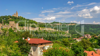 Fortification walls of Tsarevets fortress in Veliko Tarnovo, Bul