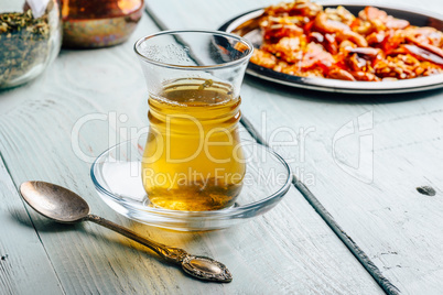 Tea in armudu with oriental delights