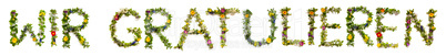 Flower And Blossom Letter Building Word Wir Gratulieren Means Congratulations