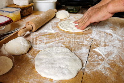 Pizza. The process of making pizza dough.