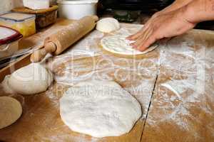 Pizza. The process of making pizza dough.