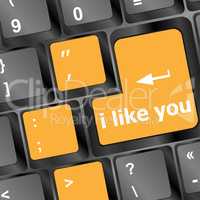 button keypad keyboard key with i like you words