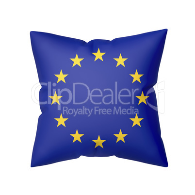 European flag on pillow isolated on white