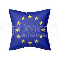 European flag on pillow isolated on white