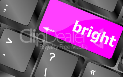 Button with bright on computer keyboard. business concept