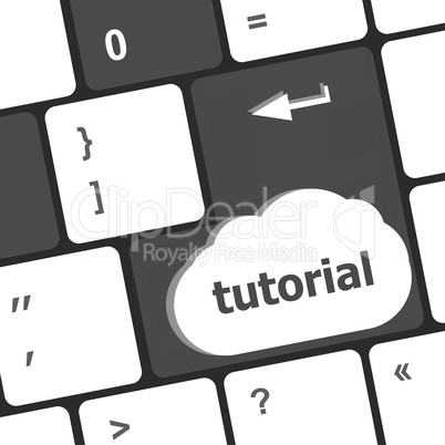 tutorial or e learning concept with key on computer keyboard