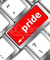 Computer enter keyboard key with pride word