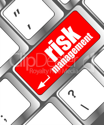 Keyboard with risk management button, internet concept