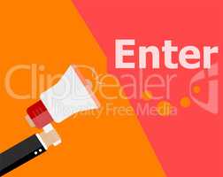 flat design business concept. Enter digital marketing business man holding megaphone for website and promotion banners.