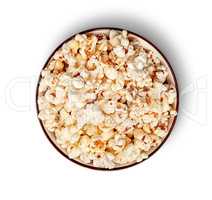 Popcorn in bowl top view