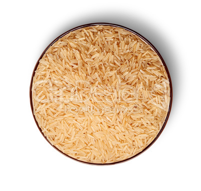 Rice in bowl top view