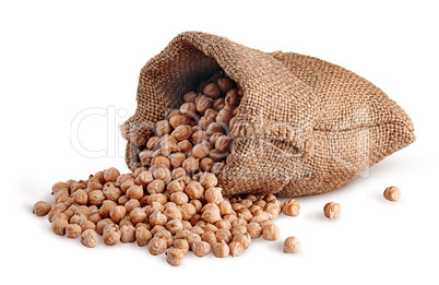 Chickpea spill out of the sack