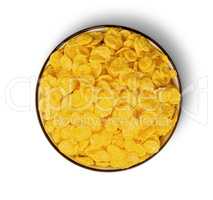 Cornflakes in bowl top view