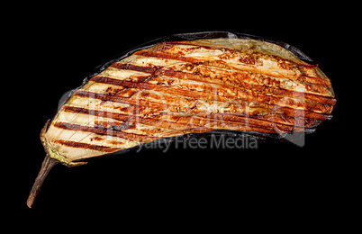 Grilled eggplant in black background