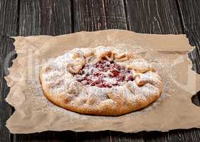 Galetta open gooseberries pie on paper