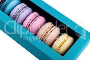 Macaroons in gift box rotated