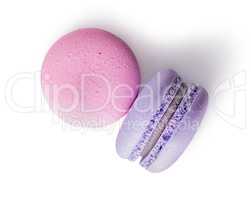 Two macaroon pink purple top view
