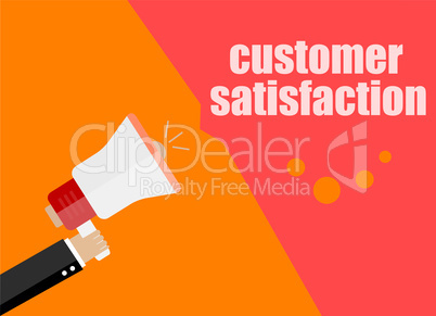 flat design business concept. customer satisfaction. Digital marketing business man holding megaphone for website and promotion banners.