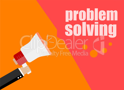 flat design business concept. problem solving. Digital marketing business man holding megaphone for website and promotion banners.