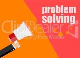 flat design business concept. problem solving. Digital marketing business man holding megaphone for website and promotion banners.
