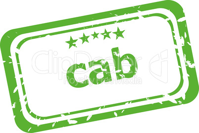 cab on rubber stamp over a white background