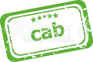 cab on rubber stamp over a white background