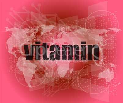 word vitamin on digital screen