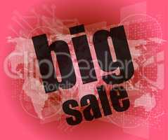 big sale words on business digital touch screen