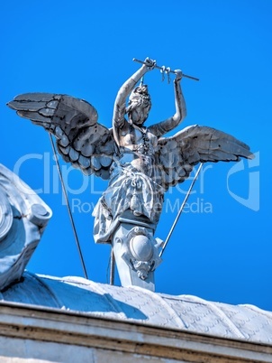 Sculpture on the roof of an old historical building in Ruse, Bul