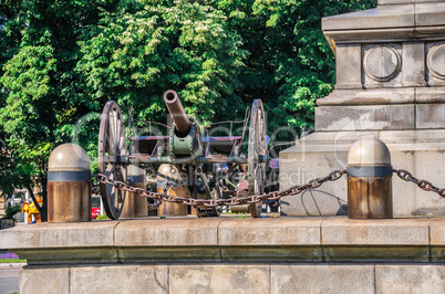 Cannon on the Freedom Monument in Ruse, Bulgaria